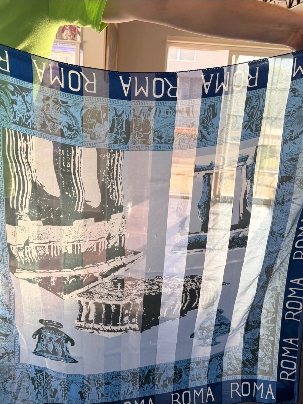 Roma Blue & White Rome Print Decorative Towel